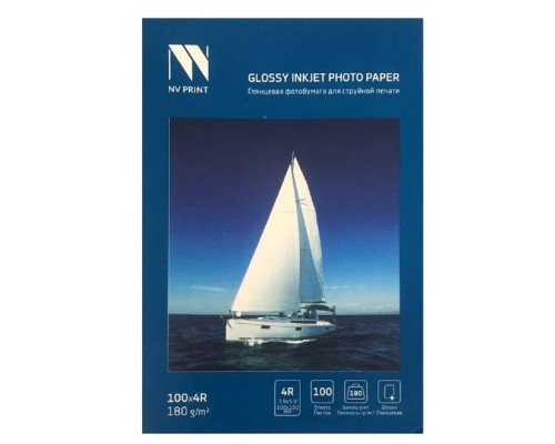 [бумага] NV Print (NVP-180Gl4Rs100) Глянцевая фотобумага для струйной печати 180 г/м2 4R(100mmx150mm) 100  листов