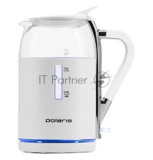 Чайник электрический Polaris PWK 1563CGL 1.5л. 2200Вт белый/прозрачный (корпус: стекло)