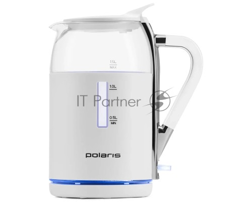 Чайник электрический Polaris PWK 1563CGL 1.5л. 2200Вт белый/прозрачный (корпус: стекло)