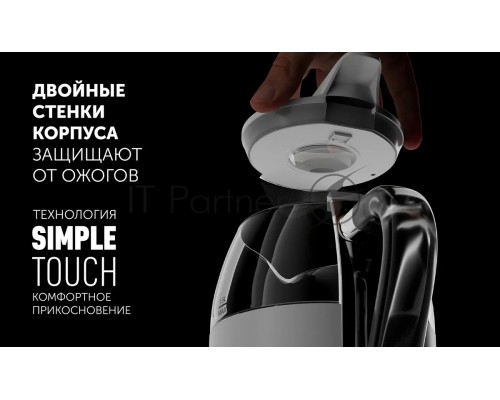 Чайник электрический Polaris PWK 1563CGL 1.5л. 2200Вт белый/прозрачный (корпус: стекло)
