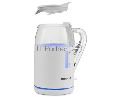 Чайник электрический Polaris PWK 1563CGL 1.5л. 2200Вт белый/прозрачный (корпус: стекло)