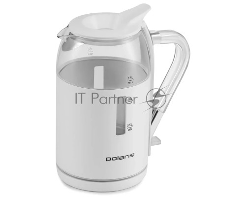 Чайник электрический Polaris PWK 1563CGL 1.5л. 2200Вт белый/прозрачный (корпус: стекло)