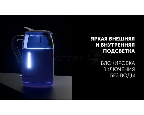 Чайник электрический Polaris PWK 1563CGL 1.5л. 2200Вт белый/прозрачный (корпус: стекло)