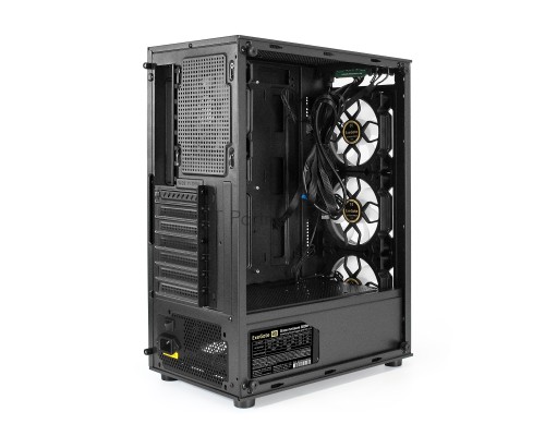 Компьютерный корпус Miditower ExeGate i3 BASE-NPX600 (ATX, БП 600NPX с вент. 12 см, с окном, 1*USB+1*USB3.0, аудио, 4 вент. 12см с RGB подсветкой)