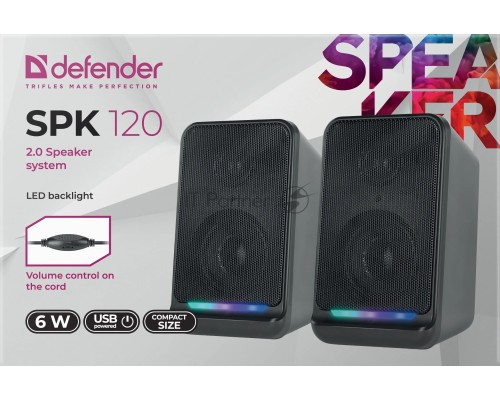 Акустическая 2.0 система Defender SPK 120 6 Вт, подсветка,питание от USB
