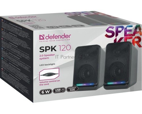 Акустическая 2.0 система Defender SPK 120 6 Вт, подсветка,питание от USB