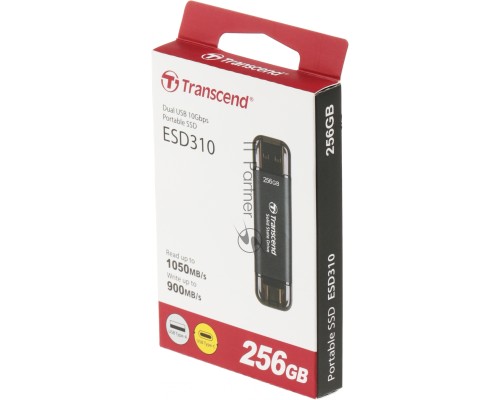 Твердотельный диск 256GB Transcend ESD310C, USB 3.2 Gen 2.1 Type-C [R/W - 1050/950 MB/s]