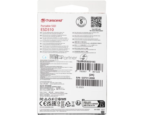 Твердотельный диск 256GB Transcend ESD310C, USB 3.2 Gen 2.1 Type-C [R/W - 1050/950 MB/s]
