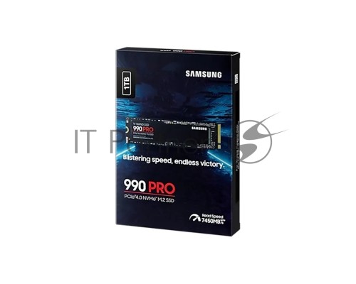 Накопитель SSD Samsung 990 PRO 1TB , M.2(22x80mm), NVMe 2.0, PCIe 4.0 x4, V-NAND TLC, R/W 7450/6900MB/s, IOPs 1 200 000/1 550 000, DRAM buffer 1024MB, TBW 600, DWPD 0.33, with Heatsink (12 мес.)