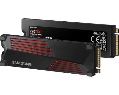 Накопитель SSD Samsung 990 PRO 1TB , M.2(22x80mm), NVMe 2.0, PCIe 4.0 x4, V-NAND TLC, R/W 7450/6900MB/s, IOPs 1 200 000/1 550 000, DRAM buffer 1024MB, TBW 600, DWPD 0.33, with Heatsink (12 мес.)