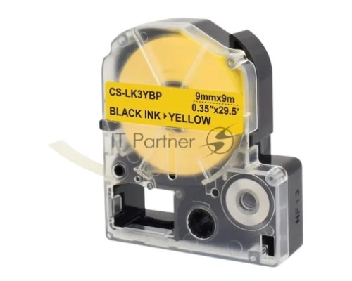 Картридж ленточный Cactus CS-LK3YBP черный, 9мм, 9м для Epson LW300/LW400/LW700/LW600P/LW1000P/K400/Z700/Z900