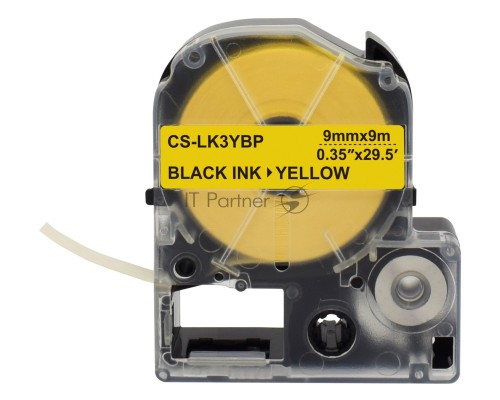 Картридж ленточный Cactus CS-LK3YBP черный, 9мм, 9м для Epson LW300/LW400/LW700/LW600P/LW1000P/K400/Z700/Z900