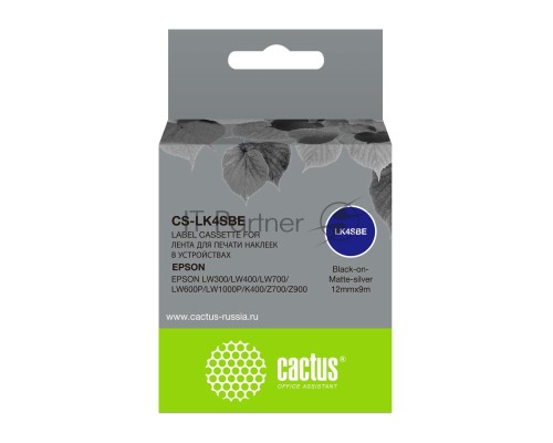 Картридж ленточный Cactus CS-LK4SBE черный, 12мм, 9м для Epson LW300/LW400/LW700/LW600P/LW1000P/K400/Z700/Z900