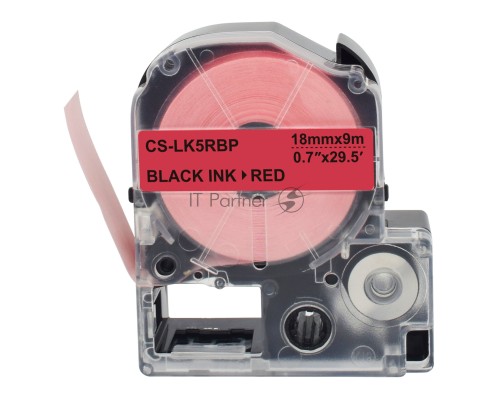 Картридж ленточный Cactus CS-LK5RBP черный, 18мм, 9м для Epson LW400/LW700/LW600P/LW1000P/K400/Z700/Z900