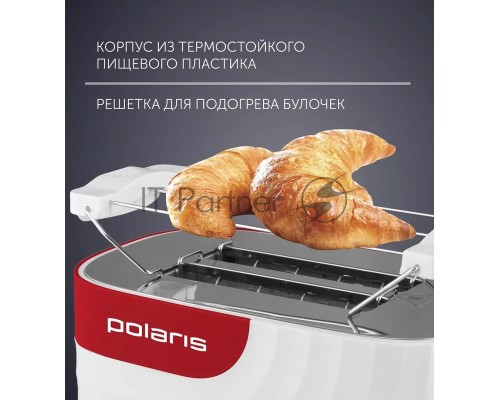 Тостер Polaris PET0720 белый-красный 700Вт