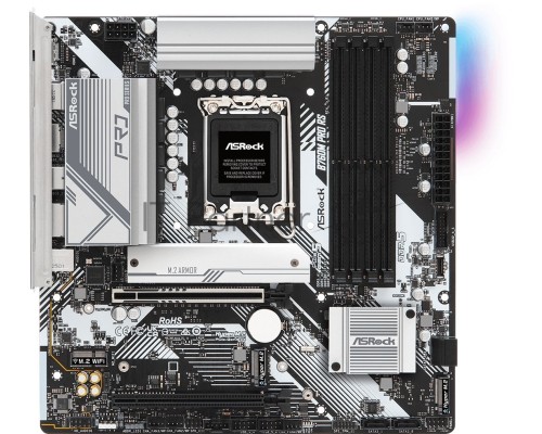 Материнская плата ASRock B760M Pro RS, Micro-ATX, LGA 1700, Intel B760, 4xDDR5, 4xSATA, 3xM.2, 1xPCI-E 5.0 x16, 1xPCI-E 3.0 x4, 1xHDMI, 1xDisplayPort, 1x 2.5Gb LAN, 3xUSB 3.2 Gen 1, 2xUSB 2.0, 3x3.5 мм, 7.1, ATX