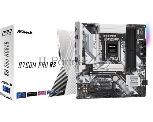 Материнская плата ASRock B760M Pro RS, Micro-ATX, LGA 1700, Intel B760, 4xDDR5, 4xSATA, 3xM.2, 1xPCI-E 5.0 x16, 1xPCI-E 3.0 x4, 1xHDMI, 1xDisplayPort, 1x 2.5Gb LAN, 3xUSB 3.2 Gen 1, 2xUSB 2.0, 3x3.5 мм, 7.1, ATX
