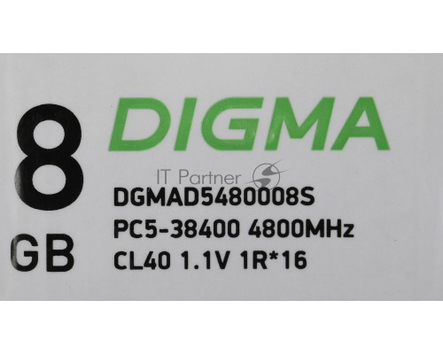 Оперативная память Digma DDR5 8Gb 4800MHz DGMAD5480008S RTL PC5-38400 CL40 DIMM 288-pin 1.1В single rank Ret