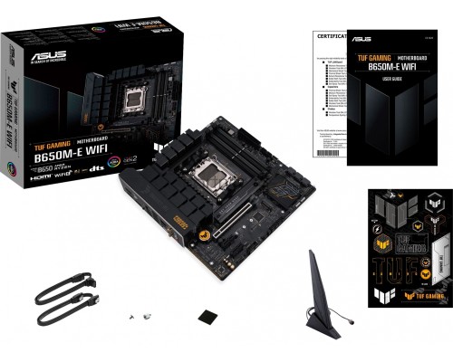 Материнская плата ASUS TUF GAMING B650M-E WIFI, AM5, AMD B650, 4xDDR5, 4xSATA, 2xM.2, 1xPCI-E 4.0 x16, 2xPCI-E x1, 2xDisplayPort, 1xHDMI, 1x 2.5Gb LAN, 1xUSB-A 3.2 Gen 2, 2xUSB-A 3.2 Gen 1, 4xUSB 2.0, 1xUSB-C 3.2 Gen 2, 3x3.5 мм, 7.1, Micro-ATX