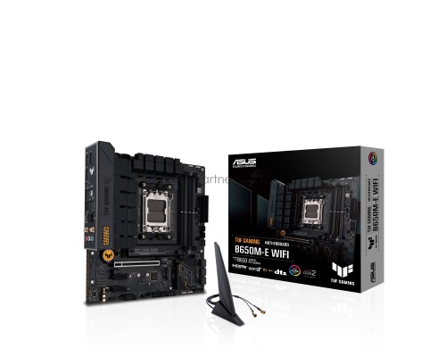 Материнская плата ASUS TUF GAMING B650M-E WIFI, AM5, AMD B650, 4xDDR5, 4xSATA, 2xM.2, 1xPCI-E 4.0 x16, 2xPCI-E x1, 2xDisplayPort, 1xHDMI, 1x 2.5Gb LAN, 1xUSB-A 3.2 Gen 2, 2xUSB-A 3.2 Gen 1, 4xUSB 2.0, 1xUSB-C 3.2 Gen 2, 3x3.5 мм, 7.1, Micro-ATX