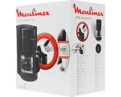 Кофеварка капельная Moulinex FG121811 чёрный, молотый, 1.1 л, 800 Вт.