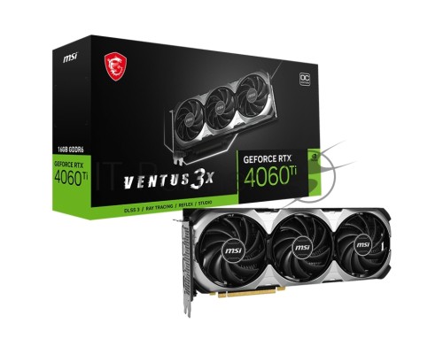 Видеокарта MSI RTX4060TI VENTUS 3X 16G OC RTX 4060TI 16Gb 128bit GDDR6 2610/18000 HDMIx1 DPx3 HDCP Ret