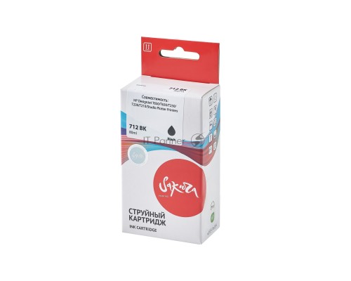 Струйный картридж Sakura 3ED71A (№712 Black) для HP, черный, водорастворимый тип чернил, 80 мл.