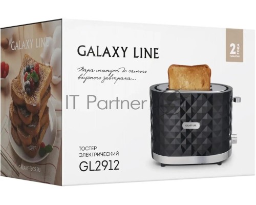 Тостер Galaxy Line GL 2912, черный, пластик, 1200 Вт