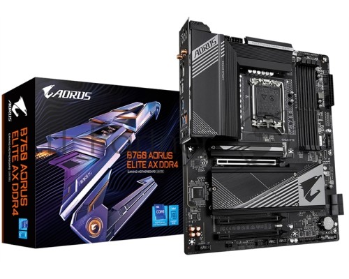 Материнская плата GIGABYTE B760 AORUS ELITE AX DDR4, LGA 1700, Intel B760, 4xDDR4, 4xSATA, 2xM.2, 1xPCI-E 5.0 x16, 1xPCI-E 4.0 x16, 3xUSB-A 3.2 Gen 2, 1xUSB-C 3.2 Gen 2, 1x 2.5Gb LAN, 3x3.5 мм, 7.1, ATX
