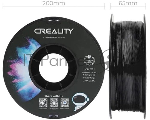 Катушка CR-PETG пластика Creality 1,75 мм 1кг для 3D принтеров, черный