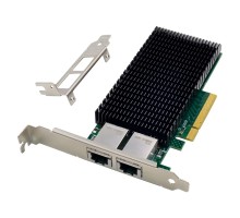 ORIENT XWT-INT540L2PE8, Сетевая карта PCI-Ex8 v2.1 2xRJ45 10Gbps Converged Server NIC, Intel X540 chipset, 10/1 Гбит/с, 2 планки крепления в комплекте (33299)