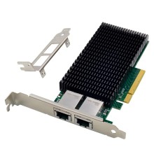 ORIENT XWT-INT540L2PE8, Сетевая карта PCI-Ex8 v2.1 2xRJ45 10Gbps Converged Server NIC, Intel X540 chipset, 10/1 Гбит/с, 2 планки крепления в комплекте (33299)