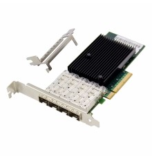 ORIENT XWT-INT710PE8 4SFP+, Сетевая карта PCI-Ex8 v3.0 4xSFP+ 10Gbps Converged Server NIC, Intel X710 chipset, 10/1 Гбит/с, 2 планки крепления в комплекте (33289)
