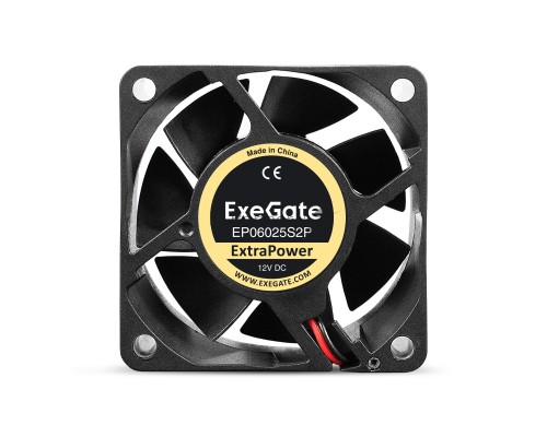 Вентилятор 12В DC ExeGate ExtraPower EP06025S2P (60x60x25 мм, Sleeve bearing (подшипник скольжения), 2pin, 4500RPM, 31dBA)