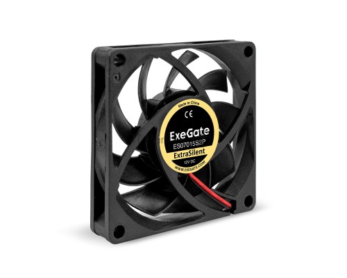 Вентилятор 12В DC ExeGate ExtraSilent ES07015S2P (70x70x15 мм, Sleeve bearing (подшипник скольжения), 2pin, 2000RPM, 18dBA)