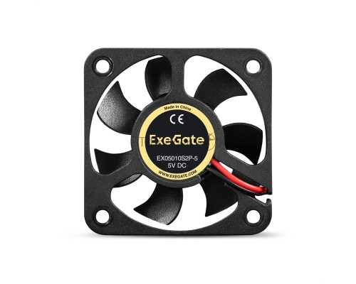 Вентилятор 5В DC ExeGate EX05010S2P-5 (50x50x10 мм, Sleeve bearing (подшипник скольжения), 2pin, 5500RPM, 27dBA)