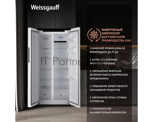 Холодильник Weissgauff WSBS 600 W NoFrost Inverter Water Dispenser Холодильник Weissgauff WSBS 600 W NoFrost Inverter Water Dispenser