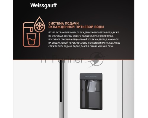 Холодильник Weissgauff WSBS 600 W NoFrost Inverter Water Dispenser Холодильник Weissgauff WSBS 600 W NoFrost Inverter Water Dispenser