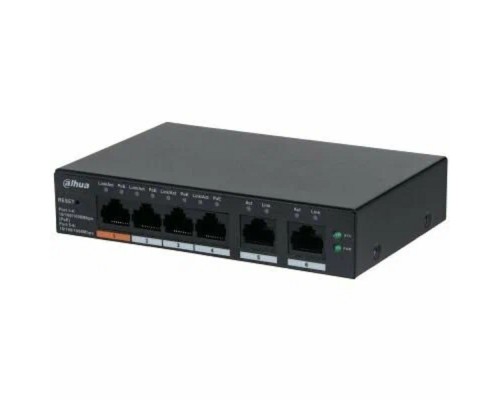 [Коммутаторы] DAHUA DH-CS4006-4ET-60 4-портовый PoE коммутатор с функцией облачного управления, 4xRJ45 100Mb, 2xRJ45 100Mb uplink, суммарно 60Вт, коммутация 4.8 Гбит/с, MAC-таблица 8К