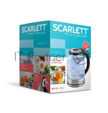 Чайник электрический Scarlett SC-EK27G70 1.8л. 1800Вт серебристый/черный (корпус: стекло)