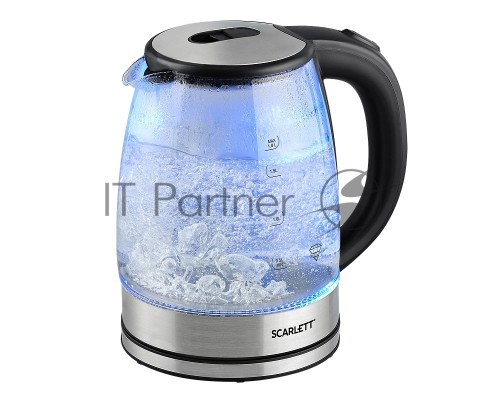 Чайник электрический Scarlett SC-EK27G70 1.8л. 1800Вт серебристый/черный (корпус: стекло)