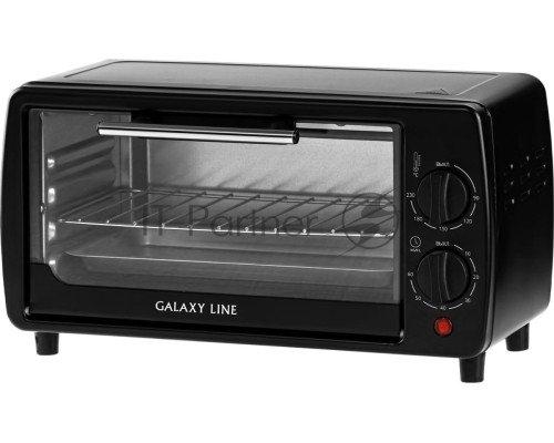 Мини-печь Galaxy Line GL 2625, черный, 8 л, 1000 Вт, таймер на 60 минут, индикатор работы, автоотключение