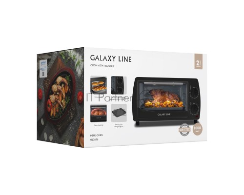 Мини-печь Galaxy Line GL 2626, черный, 10 л, 1000 Вт, таймер на 60 минут, индикатор работы, автоотключение