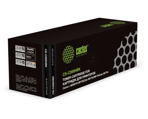 Картридж лазерный Cactus CS-C069HBK 069H черный (7600стр.) для Canon i-SENSYS MF752Cdw MF752/MF754Cdw MF754