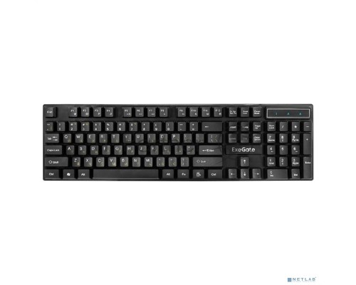 Комплект ExeGate Professional Standard Combo MK110 (клавиатура влагозащищенная 104кл. + мышь оптическая 1000dpi, 3 кнопки и колесо прокрутки, длина кабелей 1,5м; USB, черный, Color Box)