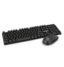 Комплект беспроводной ExeGate Professional Standard Combo MK210 (клавиатура полноразмерная влагозащищенная 104кл. + мышь оптическая 1200dpi, 3 кнопки и колесо прокрутки; USB, радиоканал 2,4 ГГц, радиус действия до 10м, черный, Color Box)