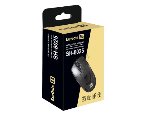 Мышь проводная ExeGate Professional Standard SH-8025 черный, 1000 dpi, USB, кнопки - 3