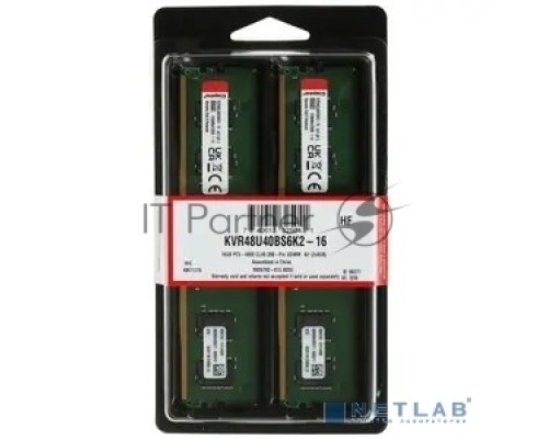 Оперативная память Kingston 16GB DDR5 4800 (2*8Gb) DIMM KVR48U40BS6K2-16 Non-ECC , CL40 , 1.1V, 288-pin 16Gbit, RTL