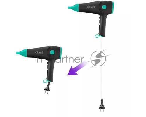 Фен Kitfort КТ-3222 2000Вт черный/бирюзовый