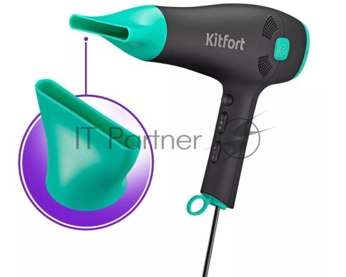 Фен Kitfort КТ-3222 2000Вт черный/бирюзовый